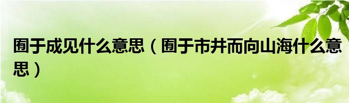 囿于成见什么意思（囿于市井而向山海什么意思）