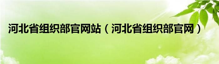 河北省组织部官网站（河北省组织部官网）