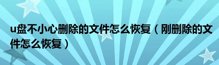 u盘不小心删除的文件怎么恢复（刚删除的文件怎么恢复）