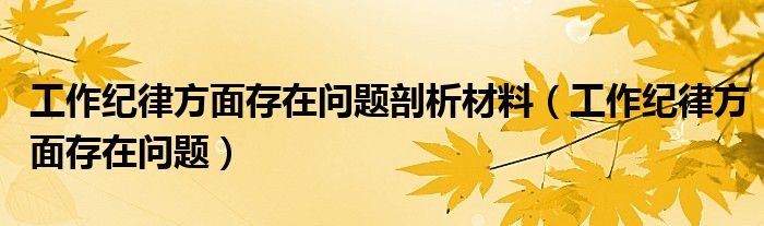 工作纪律方面存在问题剖析材料（工作纪律方面存在问题）