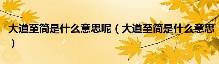 大道至简是什么意思呢（大道至简是什么意思）