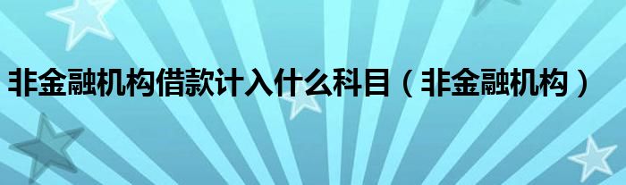 非金融机构借款计入什么科目（非金融机构）