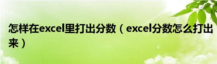 怎样在excel里打出分数（excel分数怎么打出来）