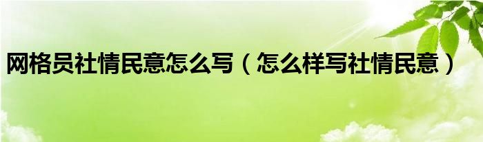 网格员社情民意怎么写（怎么样写社情民意）