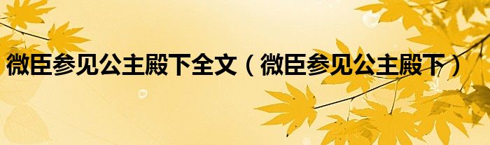 微臣参见公主殿下全文（微臣参见公主殿下）