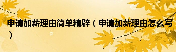 申请加薪理由简单精辟（申请加薪理由怎么写）