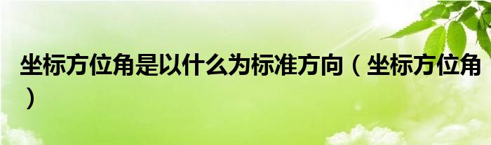 坐标方位角是以什么为标准方向（坐标方位角）