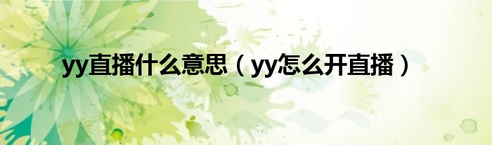 yy直播什么意思（yy怎么开直播）