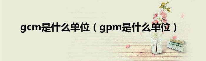 gcm是什么单位（gpm是什么单位）