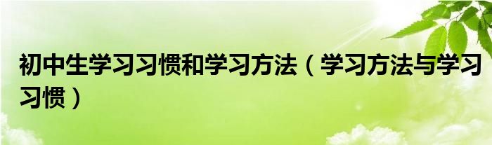 初中生学习习惯和学习方法（学习方法与学习习惯）