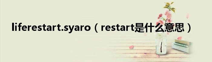 liferestart.syaro（restart是什么意思）