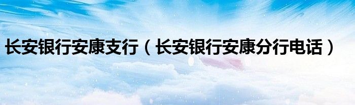 长安银行安康支行（长安银行安康分行电话）