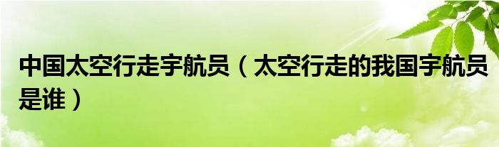 中国太空行走宇航员（太空行走的我国宇航员是谁）