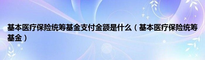 基本医疗保险统筹基金支付金额是什么（基本医疗保险统筹基金）