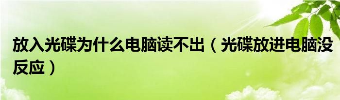 放入光碟为什么电脑读不出（光碟放进电脑没反应）