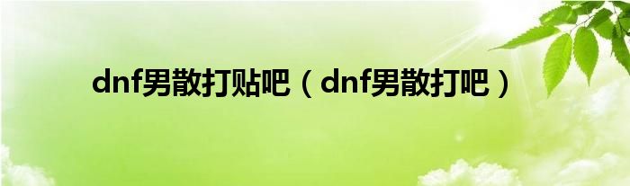 dnf男散打贴吧（dnf男散打吧）