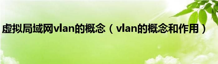 虚拟局域网vlan的概念（vlan的概念和作用）