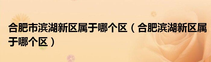 合肥市滨湖新区属于哪个区（合肥滨湖新区属于哪个区）