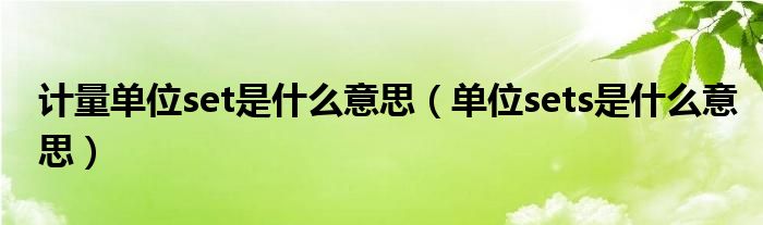 计量单位set是什么意思（单位sets是什么意思）