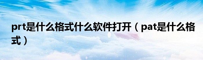 prt是什么格式什么软件打开（pat是什么格式）