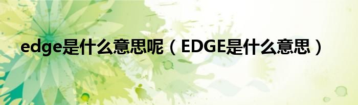 edge是什么意思呢（EDGE是什么意思）