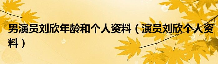 男演员刘欣年龄和个人资料（演员刘欣个人资料）