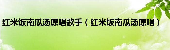 红米饭南瓜汤原唱歌手（红米饭南瓜汤原唱）