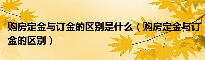 购房定金与订金的区别是什么（购房定金与订金的区别）