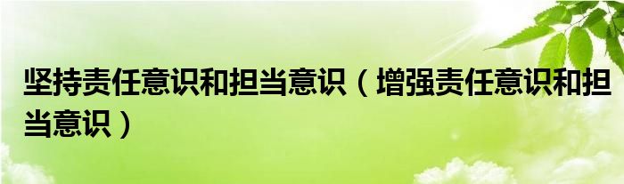 坚持责任意识和担当意识（增强责任意识和担当意识）