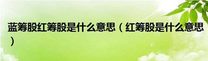 蓝筹股红筹股是什么意思（红筹股是什么意思）