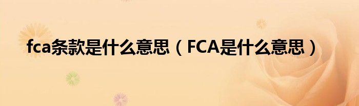 fca条款是什么意思（FCA是什么意思）