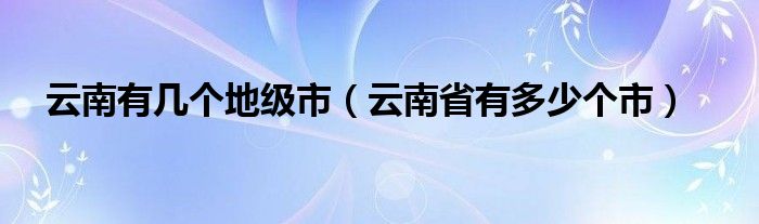 云南有几个地级市（云南省有多少个市）