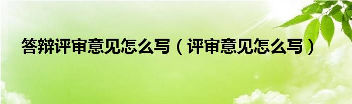 答辩评审意见怎么写（评审意见怎么写）