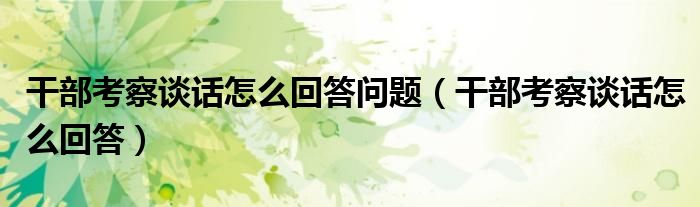 干部考察谈话怎么回答问题（干部考察谈话怎么回答）