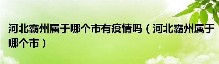 河北霸州属于哪个市有疫情吗（河北霸州属于哪个市）