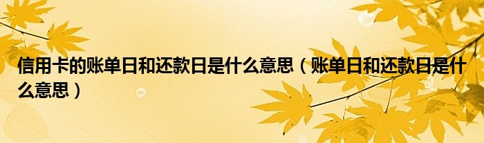 信用卡的账单日和还款日是什么意思（账单日和还款日是什么意思）