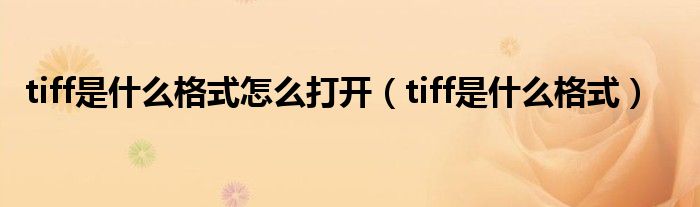 tiff是什么格式怎么打开（tiff是什么格式）