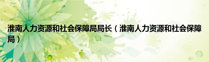 淮南人力资源和社会保障局局长（淮南人力资源和社会保障局）