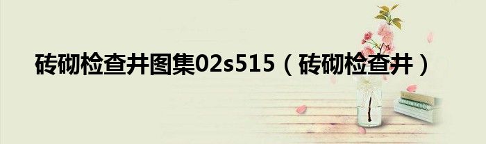 砖砌检查井图集02s515（砖砌检查井）