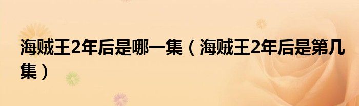 海贼王2年后是哪一集（海贼王2年后是第几集）