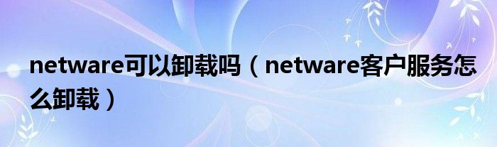 netware可以卸载吗（netware客户服务怎么卸载）