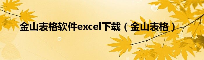 金山表格软件excel下载（金山表格）