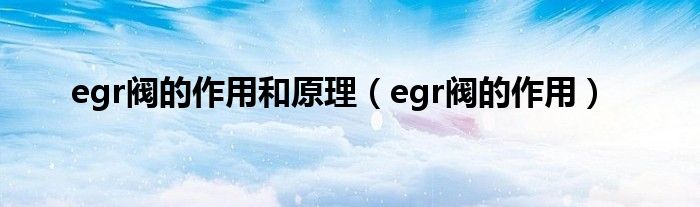 egr阀的作用和原理（egr阀的作用）