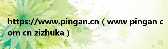 https://www.pingan.cn（www pingan com cn zizhuka）