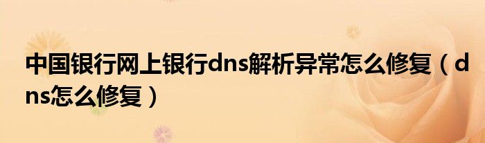 中国银行网上银行dns解析异常怎么修复（dns怎么修复）