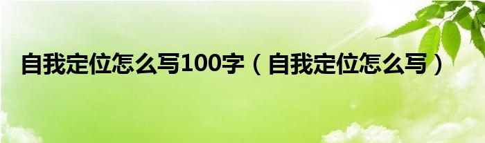 自我定位怎么写100字（自我定位怎么写）