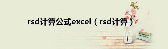 rsd计算公式excel（rsd计算）