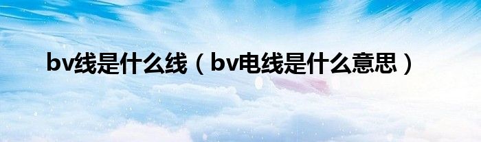 bv线是什么线（bv电线是什么意思）