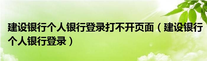 建设银行个人银行登录打不开页面（建设银行个人银行登录）