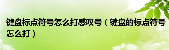 键盘标点符号怎么打感叹号（键盘的标点符号怎么打）